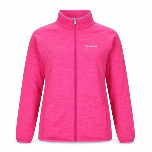 Front view of Columbia Women’s Pink Full Zip Fleece Jacket XL Lightweight Outdoor