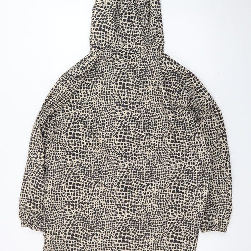 Tu Women's Beige Animal Print Hooded Rain Coat Jacket Size L