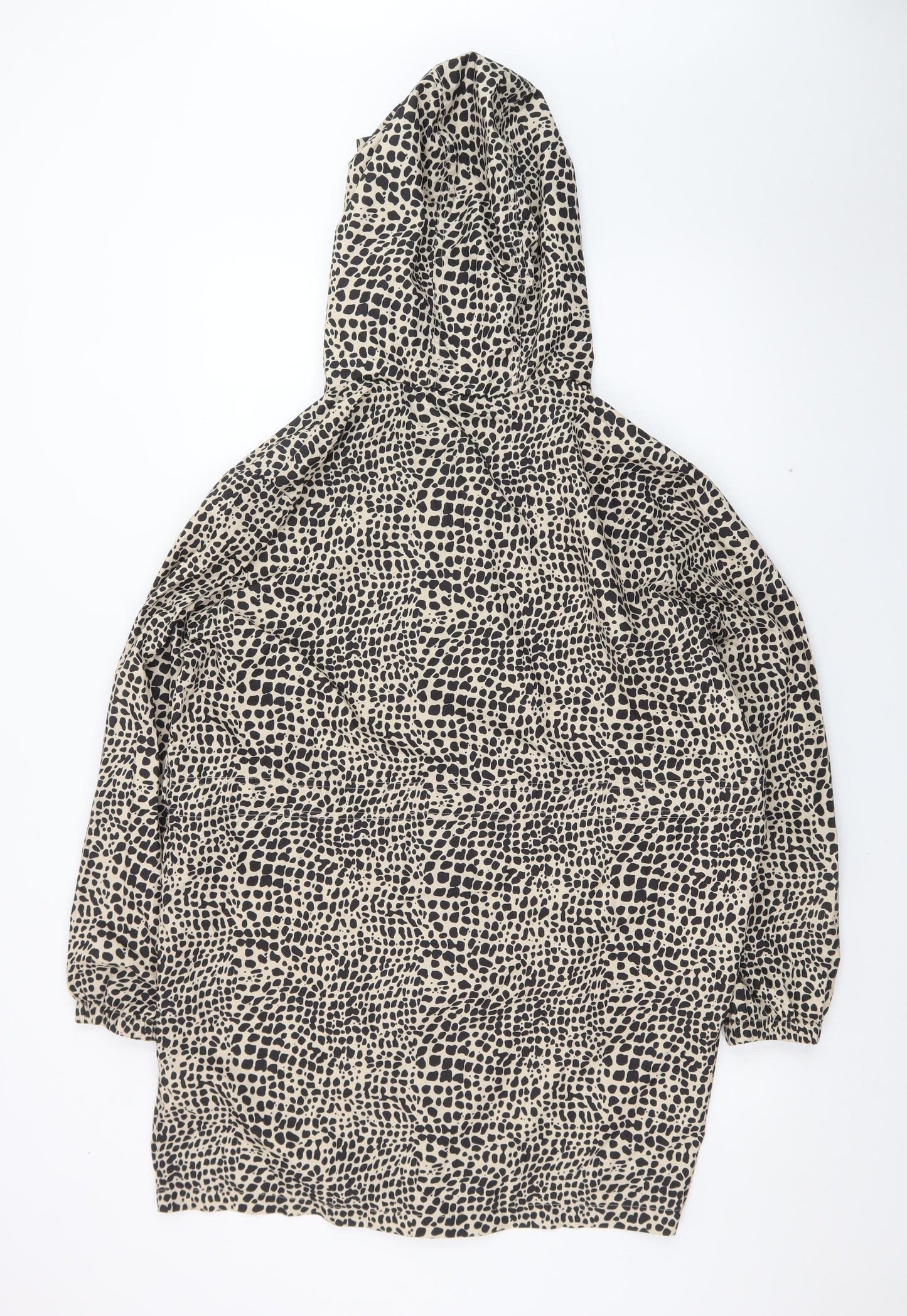 Tu Women's Beige Animal Print Hooded Rain Coat Jacket Size L