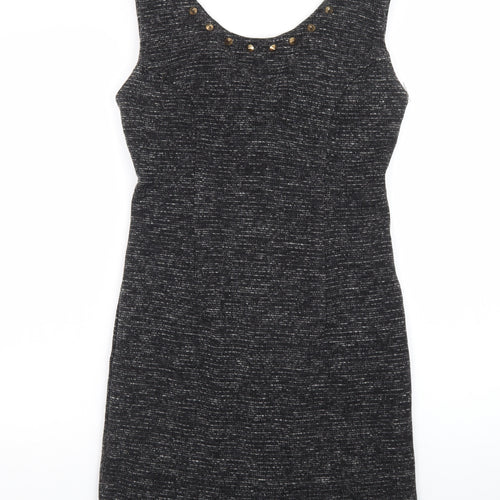 Glamorous Women’s Black Sheath Studded Short Dress Size 10