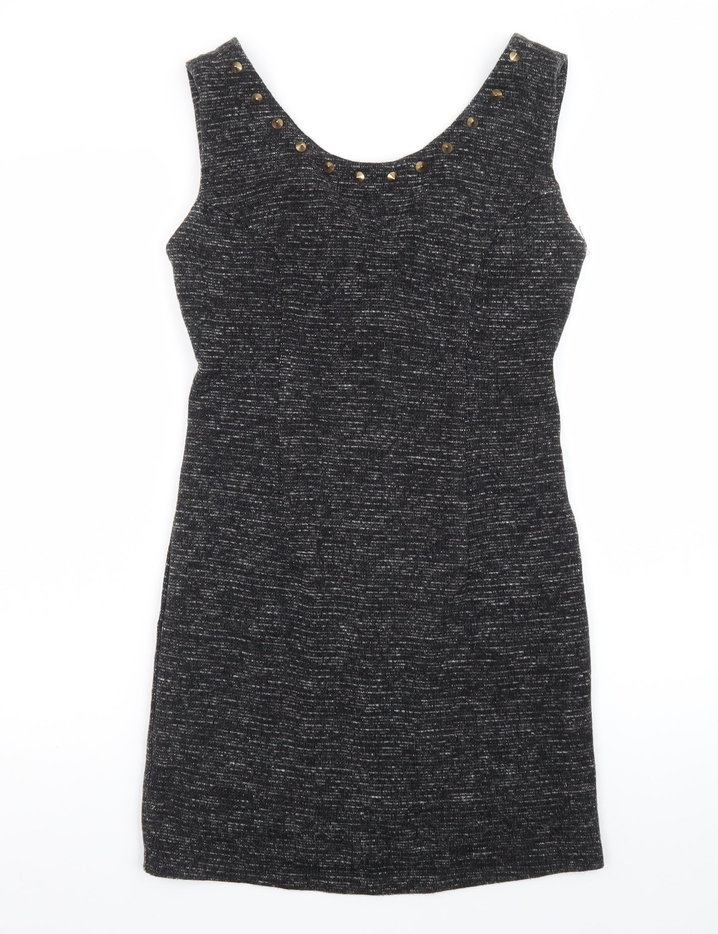 Glamorous Women’s Black Sheath Studded Short Dress Size 10