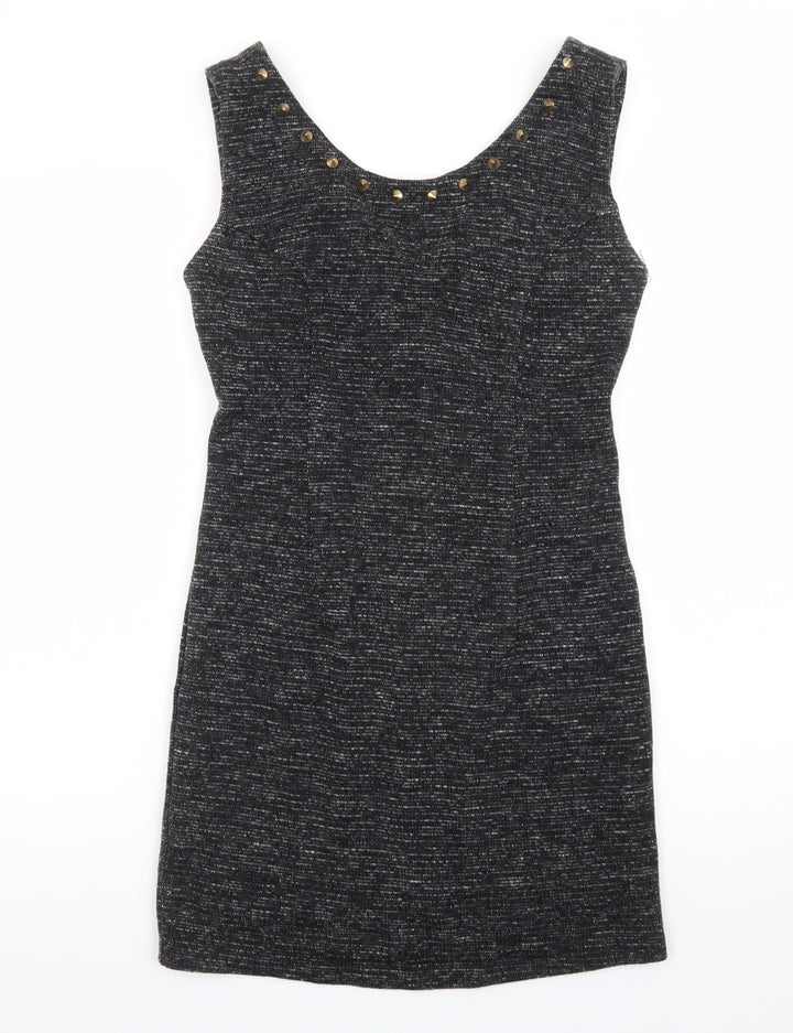 Glamorous Women’s Black Sheath Studded Short Dress Size 10