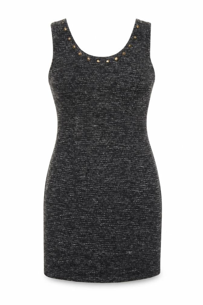 Glamorous Women’s Black Sheath Studded Short Dress Size 10