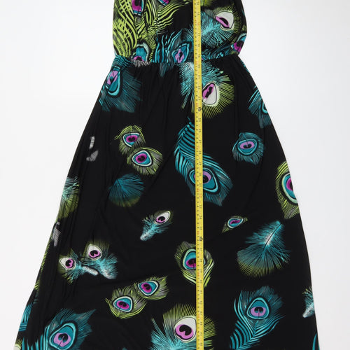 Boohoo Women’s Multicoloured Halter Maxi Dress Size 12 Summer Peacock Print