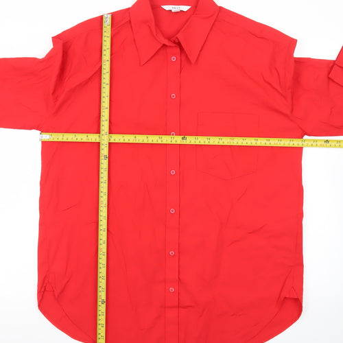 Next Women Red Button-Up Collared Long Sleeve Cotton Shirt Size 8