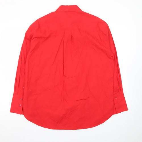 Next Women Red Button-Up Collared Long Sleeve Cotton Shirt Size 8