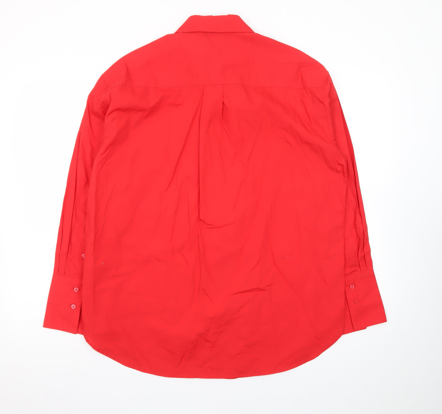 Next Women Red Button-Up Collared Long Sleeve Cotton Shirt Size 8
