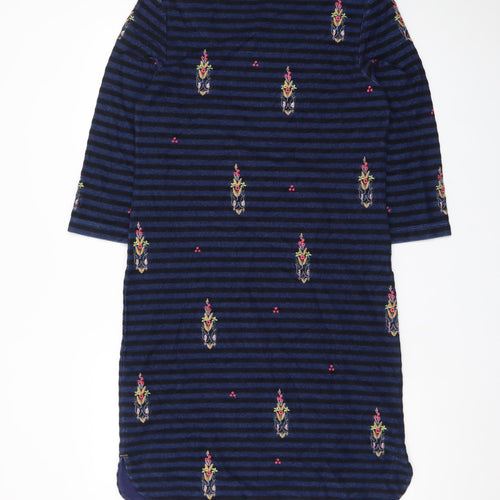 White Stuff Women’s Blue Embroidered Stripe Shift Dress Size 10