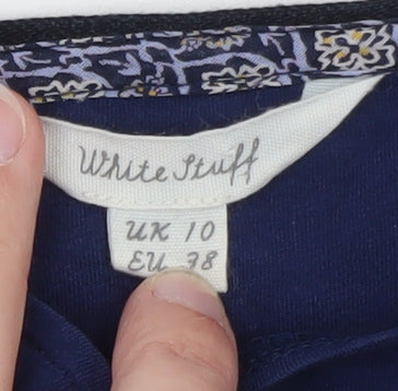 White Stuff Women’s Blue Embroidered Stripe Shift Dress Size 10