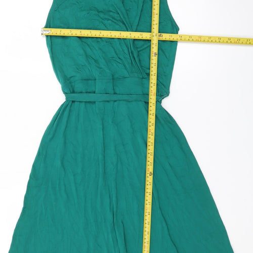 Warehouse Women’s Green Wrap Belted Jersey Dress Size 10