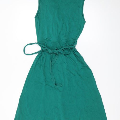 Warehouse Women’s Green Wrap Belted Jersey Dress Size 10