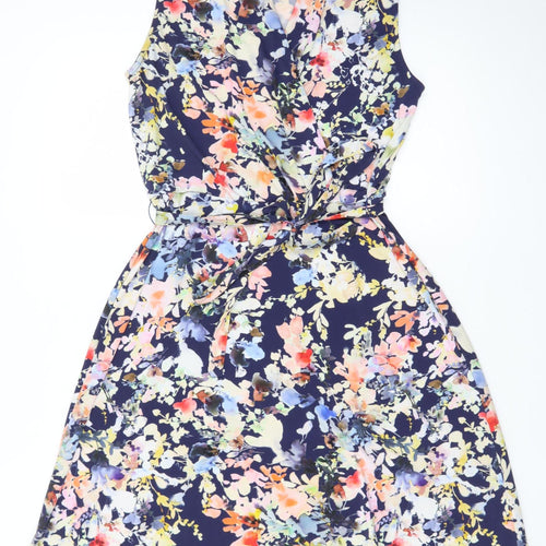 Warehouse Womens Multicoloured Floral Wrap Dress Size 10