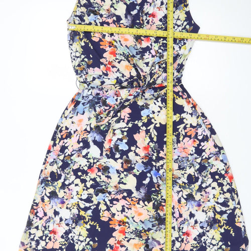 Warehouse Womens Multicoloured Floral Wrap Dress Size 10