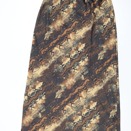 ASOS DESIGN Women Brown Animal Print Long Pencil Skirt Size 10