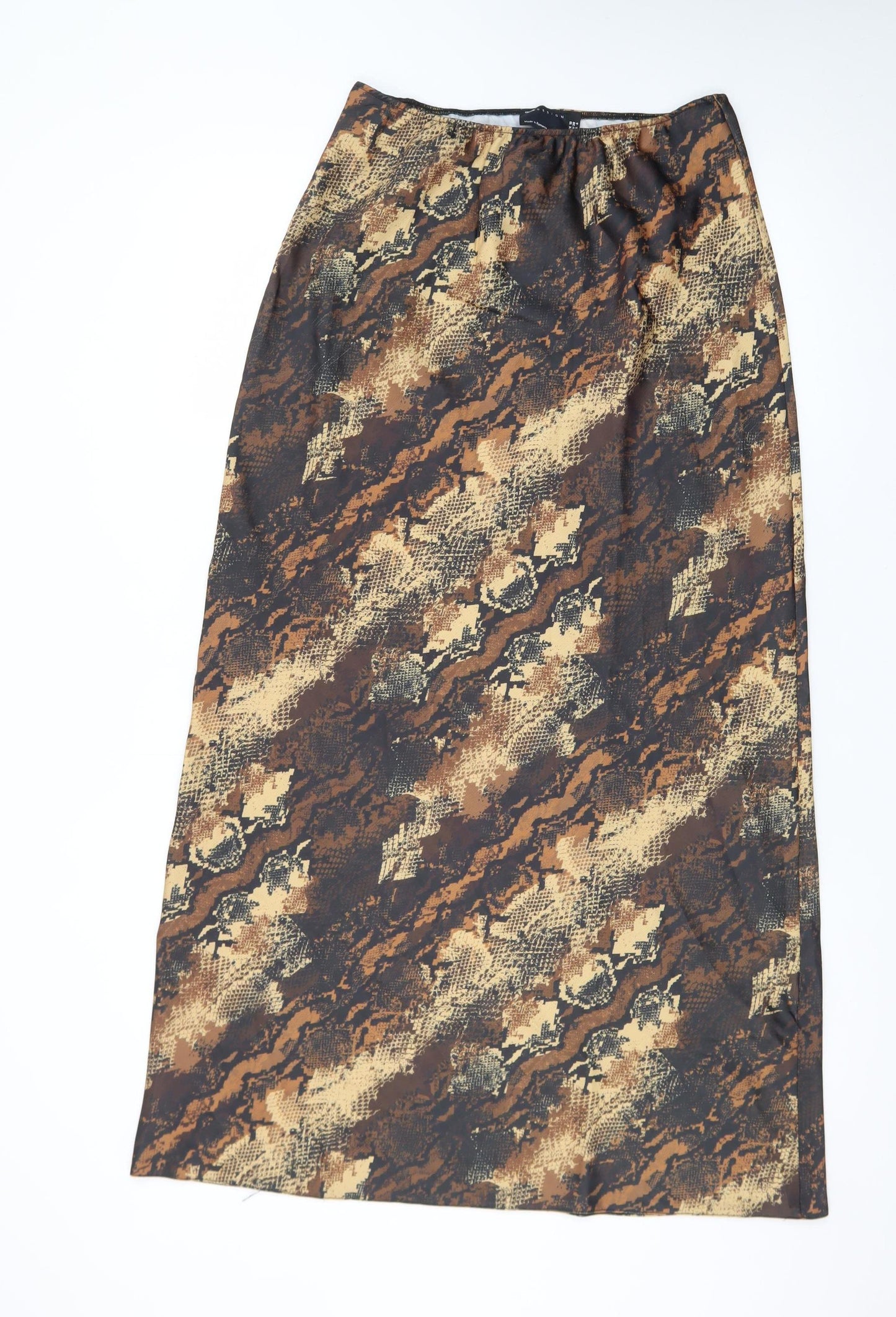 ASOS DESIGN Women Brown Animal Print Long Pencil Skirt Size 10