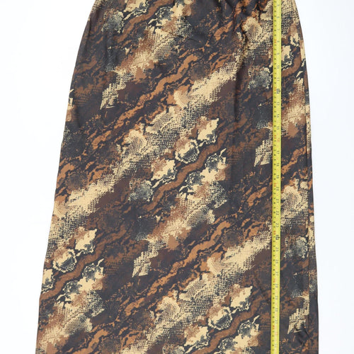 ASOS DESIGN Women Brown Animal Print Long Pencil Skirt Size 10