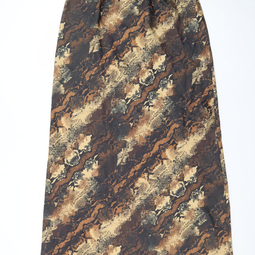 ASOS DESIGN Women Brown Animal Print Long Pencil Skirt Size 10