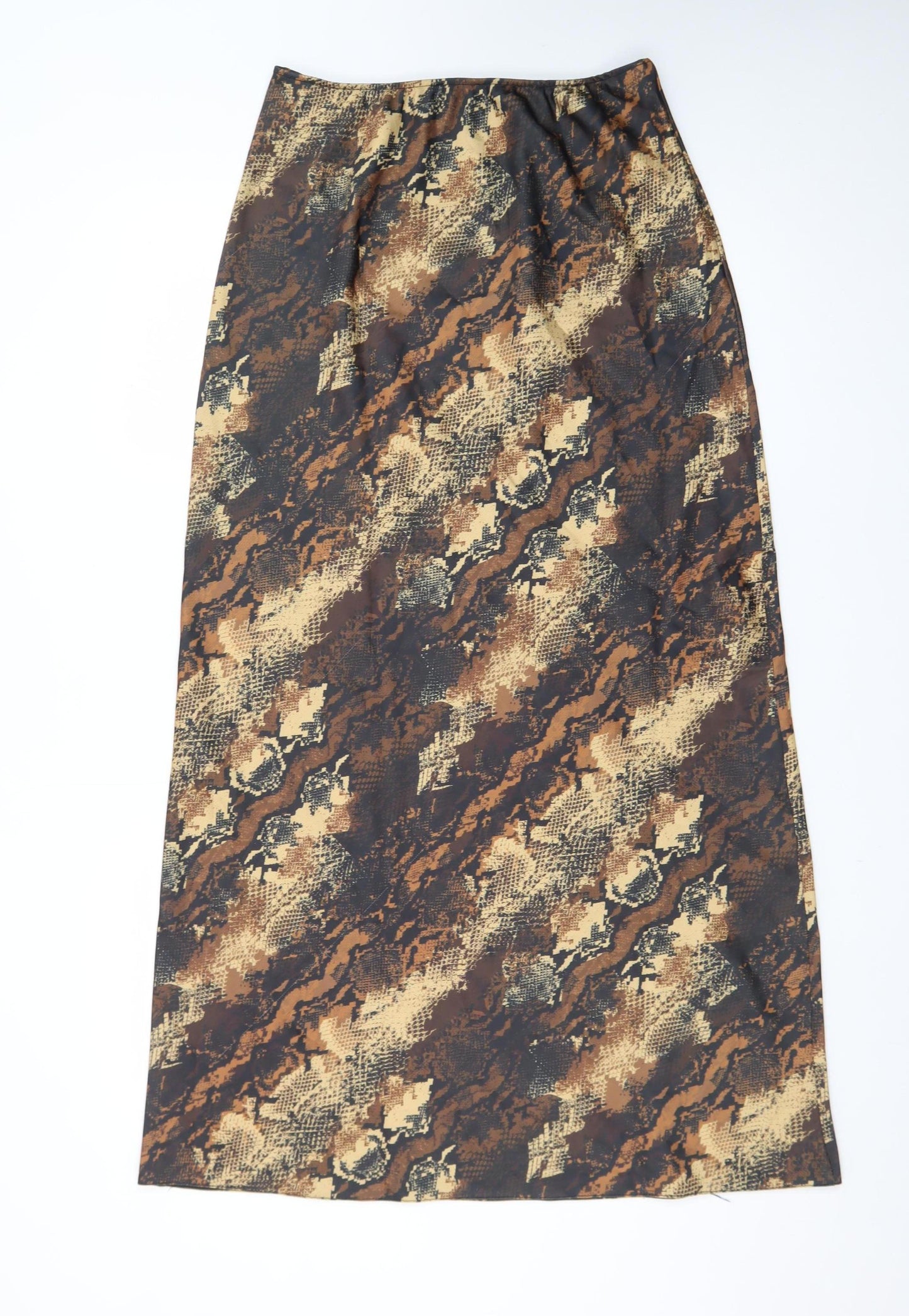 ASOS DESIGN Women Brown Animal Print Long Pencil Skirt Size 10