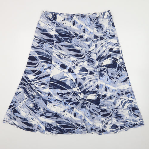 Barbara Lebek Womens Blue Geometric A-Line Midi Skirt Size 20