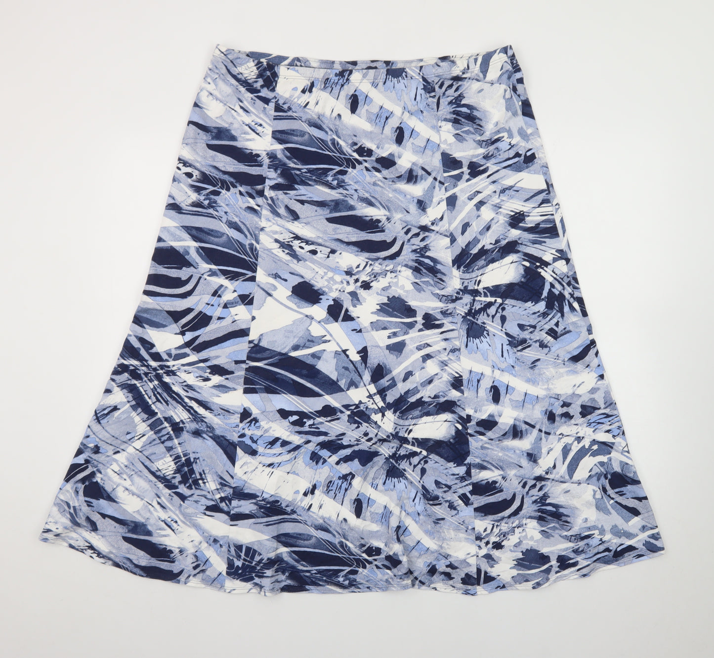 Barbara Lebek Womens Blue Geometric A-Line Midi Skirt Size 20