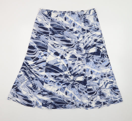 Barbara Lebek Womens Blue Geometric A-Line Midi Skirt Size 20