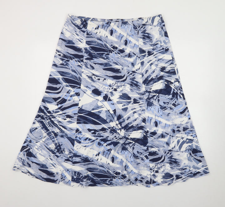 Barbara Lebek Womens Blue Geometric A-Line Midi Skirt Size 20