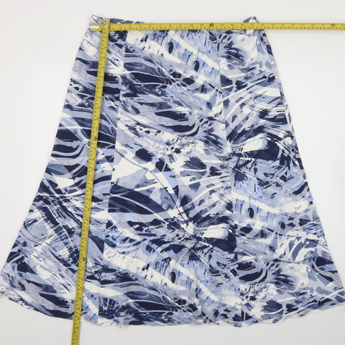 Barbara Lebek Womens Blue Geometric A-Line Midi Skirt Size 20