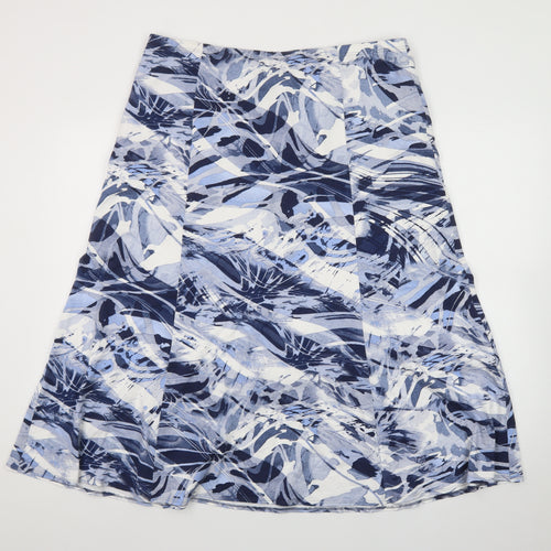 Barbara Lebek Womens Blue Geometric A-Line Midi Skirt Size 20