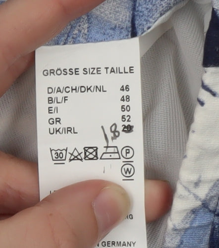 Barbara Lebek Womens Blue Geometric A-Line Midi Skirt Size 20