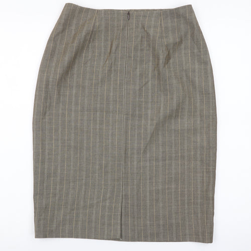 Viyella Women's Brown Striped Wool Pencil Skirt UK 8