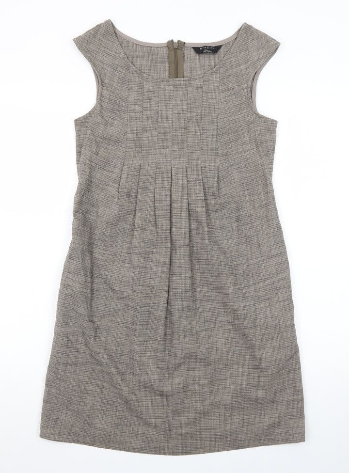 Expression Women Grey Check Sheath Work Dress Size 8 Sleeveless