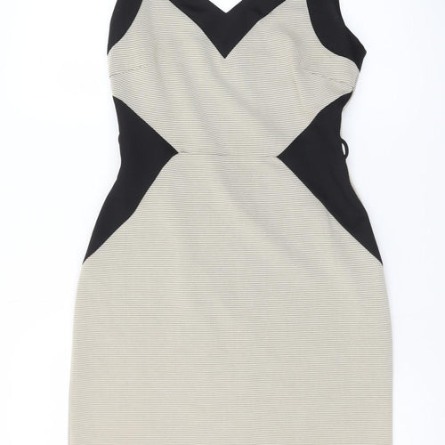 Dorothy Perkins Women Beige Black Bodycon Dress Size 10