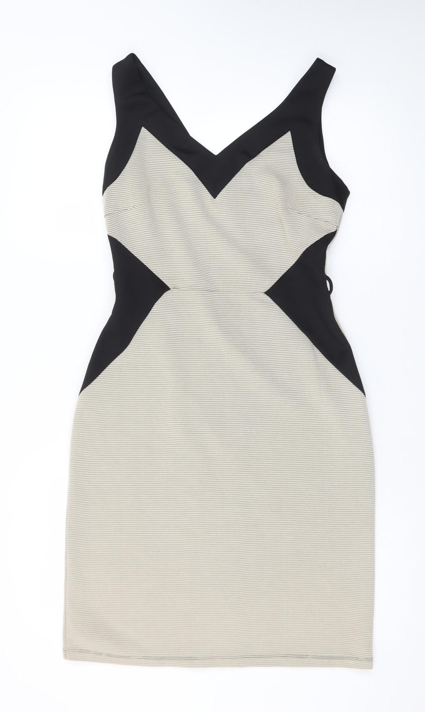Dorothy Perkins Women Beige Black Bodycon Dress Size 10