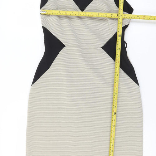 Dorothy Perkins Women Beige Black Bodycon Dress Size 10