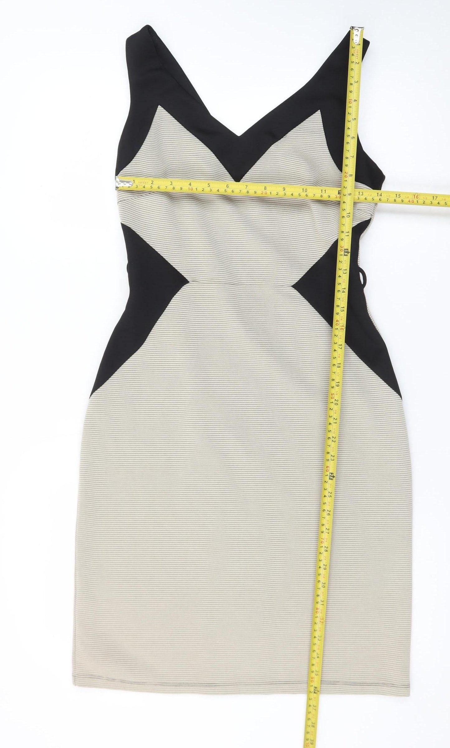 Dorothy Perkins Women Beige Black Bodycon Dress Size 10