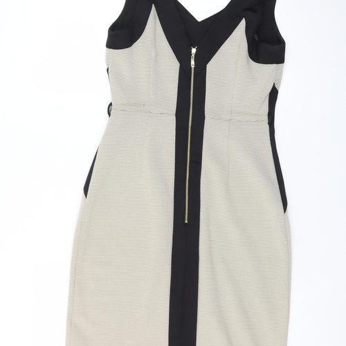 Dorothy Perkins Women Beige Black Bodycon Dress Size 10