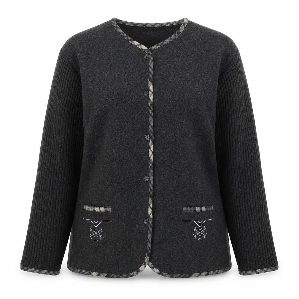Front view of Mac & Jac women’s grey wool blend buttoned waistcoat l classic fit