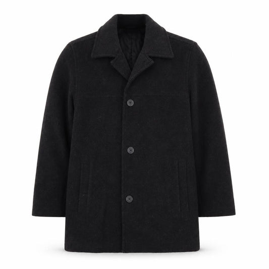 Dockers Men's Black Wool Blend Mid-Length Overcoat M