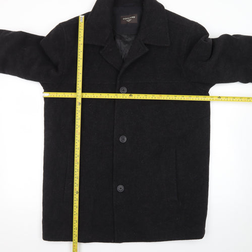 Dockers Men's Black Wool Blend Mid-Length Overcoat M