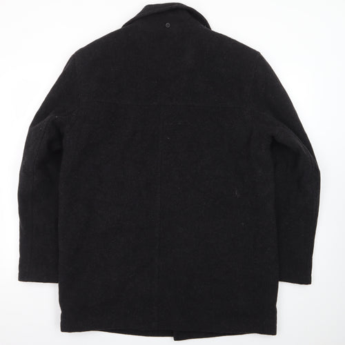 Dockers Men's Black Wool Blend Mid-Length Overcoat M