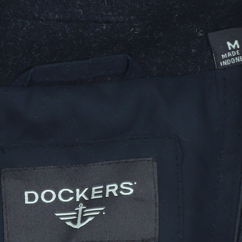 Dockers Men's Black Wool Blend Mid-Length Overcoat M
