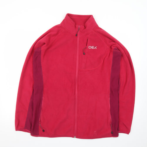 OEX Women Red Fleece Full Zip Jacket Size 16 Outdoor Warm Layer
