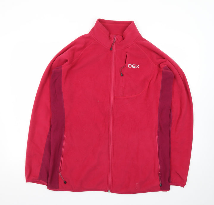 OEX Women Red Fleece Full Zip Jacket Size 16 Outdoor Warm Layer