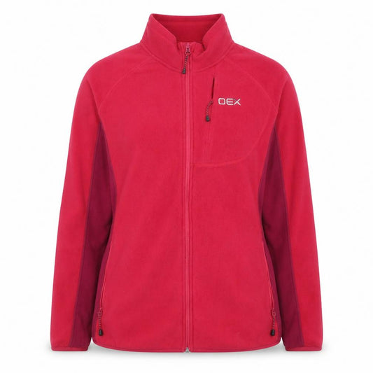 Front view of OEX Women Red Fleece Full Zip Jacket, size 16, Outdoor Warm Layer