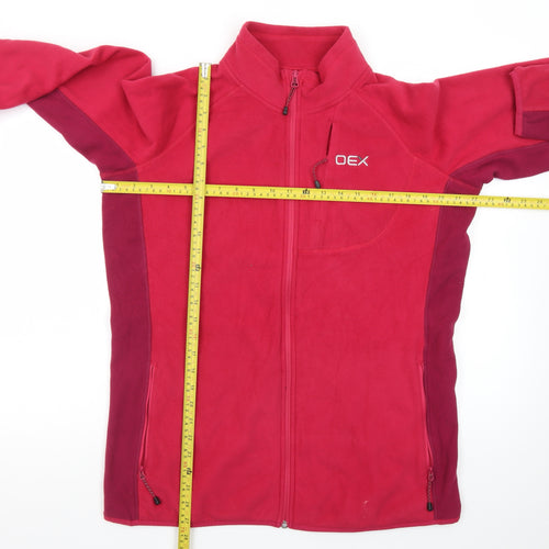 OEX Women Red Fleece Full Zip Jacket Size 16 Outdoor Warm Layer