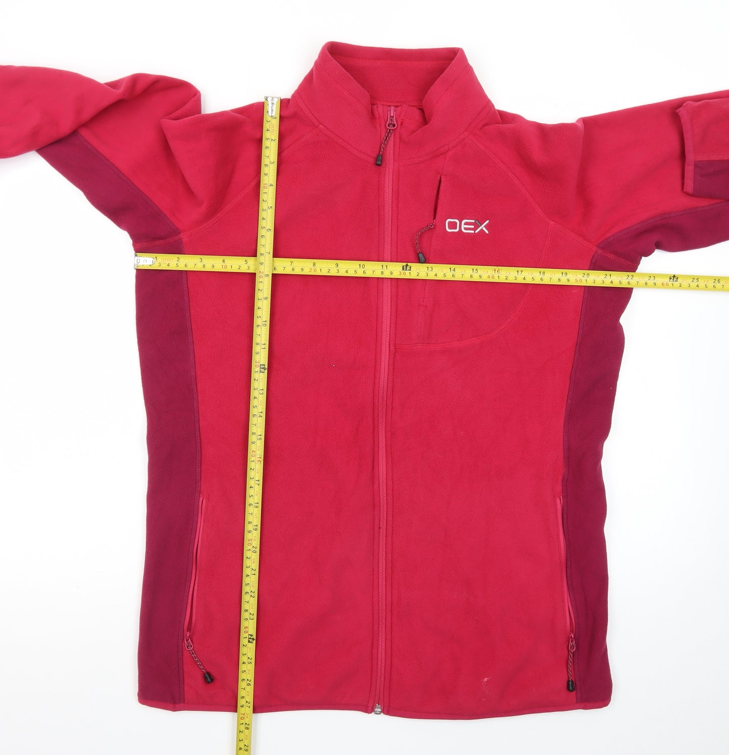 OEX Women Red Fleece Full Zip Jacket Size 16 Outdoor Warm Layer
