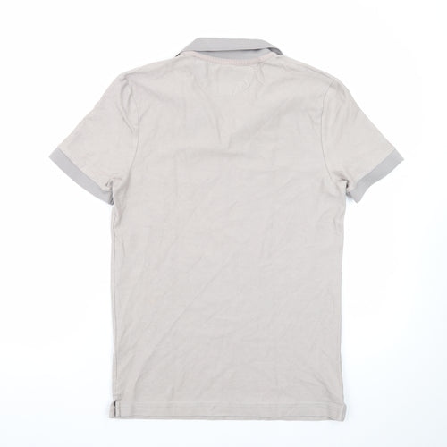 Zara Men's Beige Short Sleeve Cotton Polo Shirt Size M