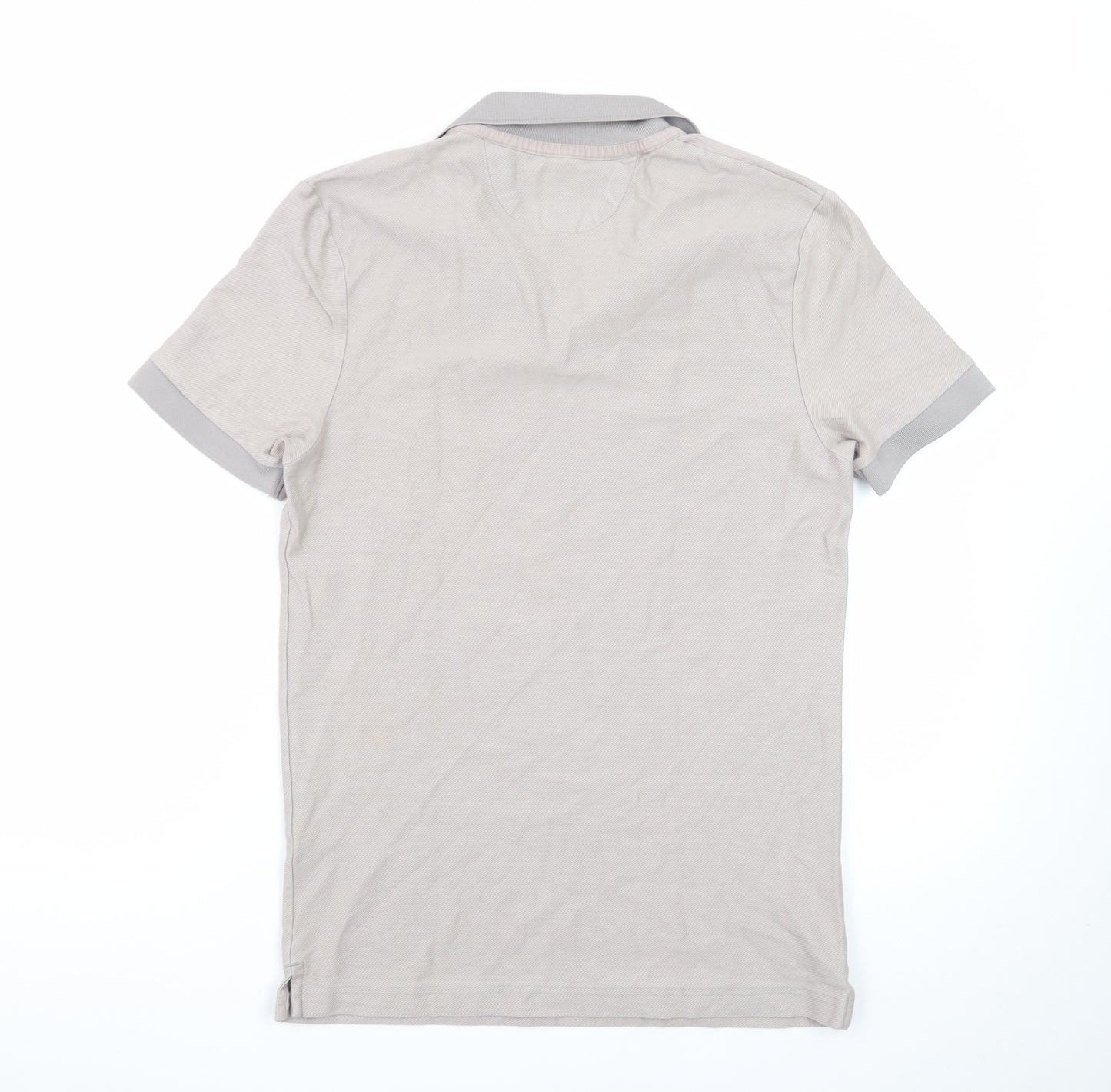 Zara Men's Beige Short Sleeve Cotton Polo Shirt Size M