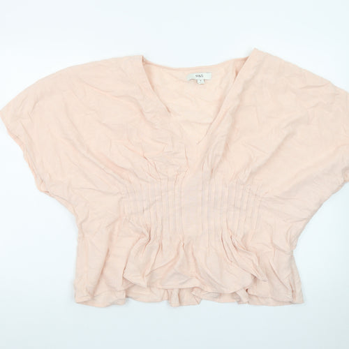 Marks and Spencer Women’s Pink Cotton Tunic Blouse Size 18 V-Neck
