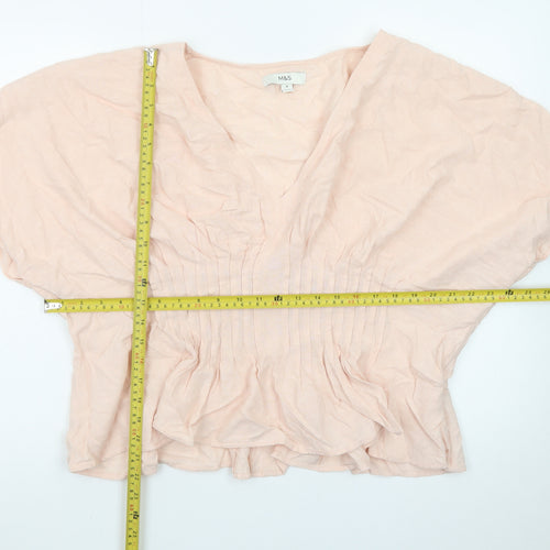 Marks and Spencer Women’s Pink Cotton Tunic Blouse Size 18 V-Neck